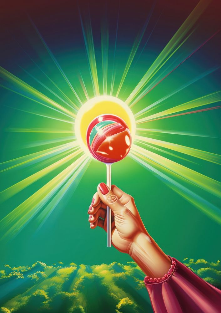 Hand holding a lolipop lollipop art confectionery. AI generated Image by rawpixel.
