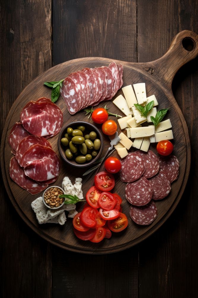 Cold cut plate meat food. AI generated Image by rawpixel.