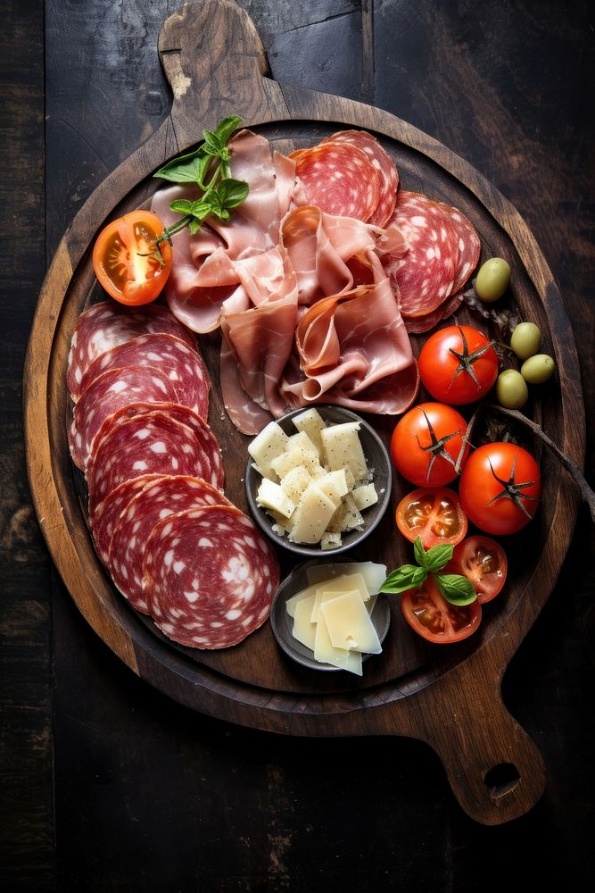 Cold cut cheese plate meat. AI generated Image by rawpixel.