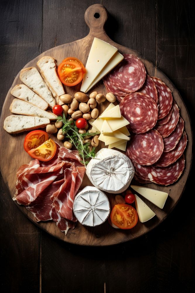Cold cut cheese plate food. AI generated Image by rawpixel.