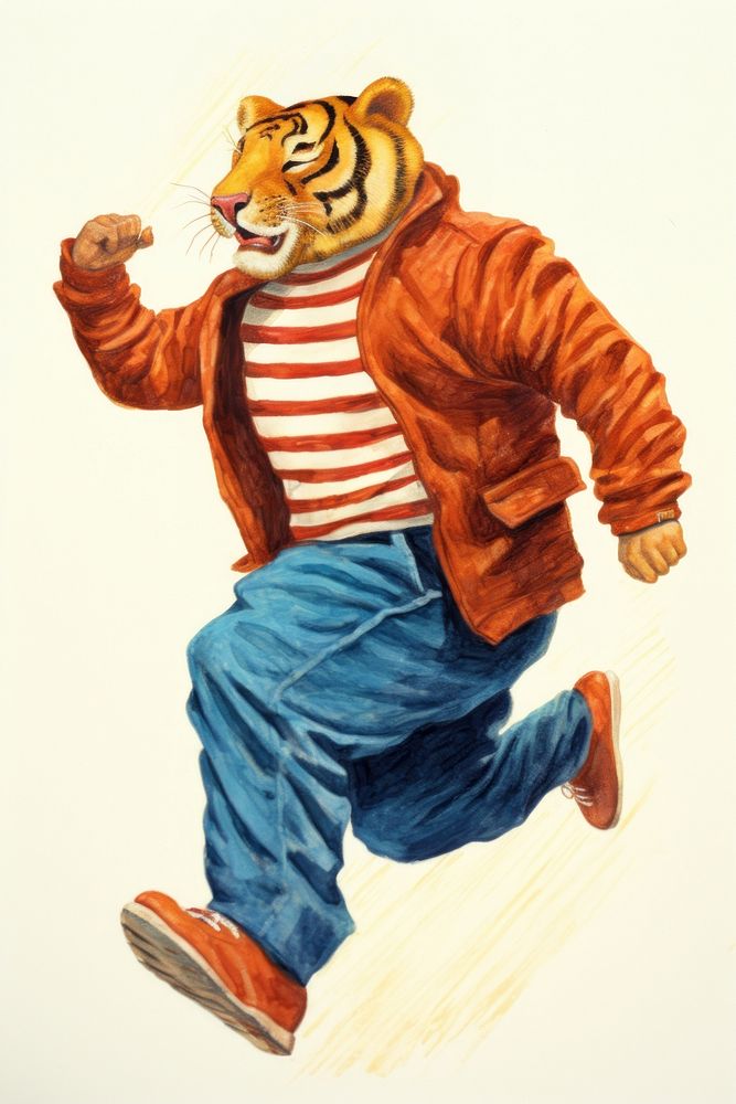 Tiger pants head art. AI generated Image by rawpixel.
