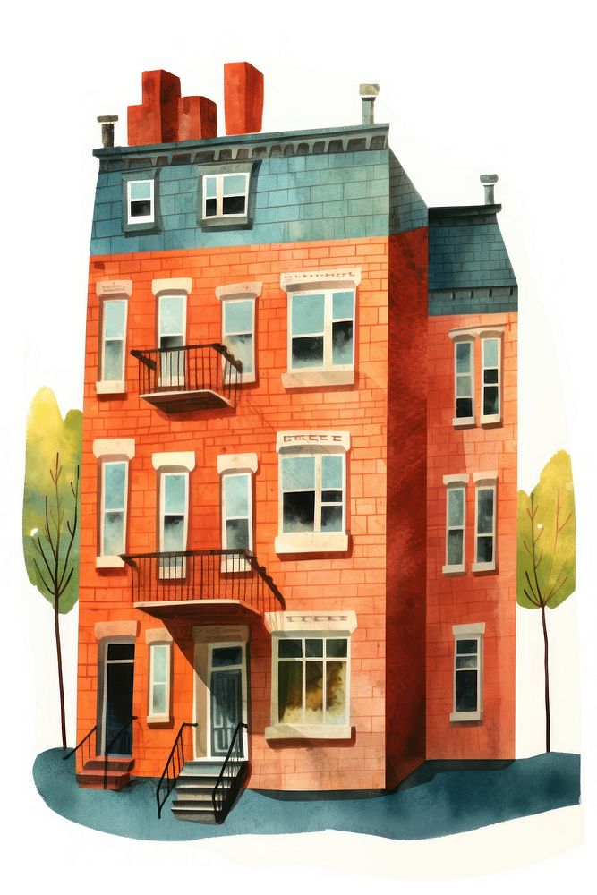 Row house architecture building street. AI generated Image by rawpixel.