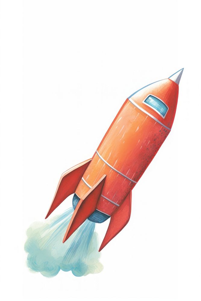 Retro rocket missile red white background. AI generated Image by rawpixel.