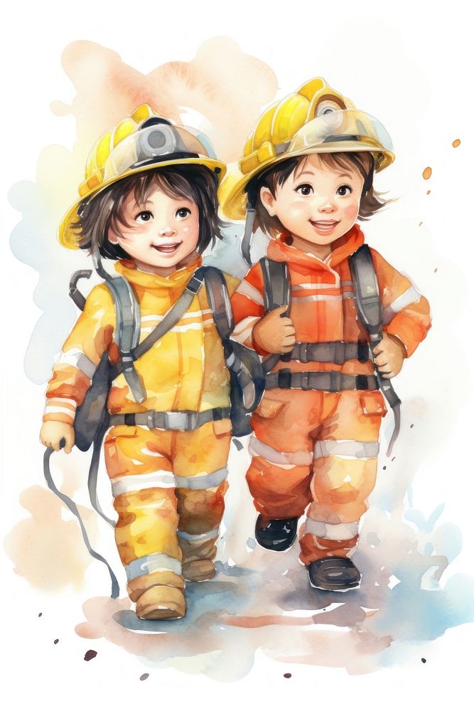 Firefighter cartoon helmet child. AI generated Image by rawpixel.