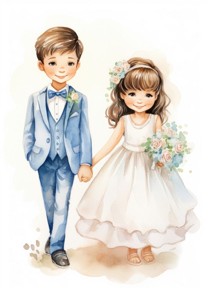 Child wedding cartoon dress. AI generated Image by rawpixel.
