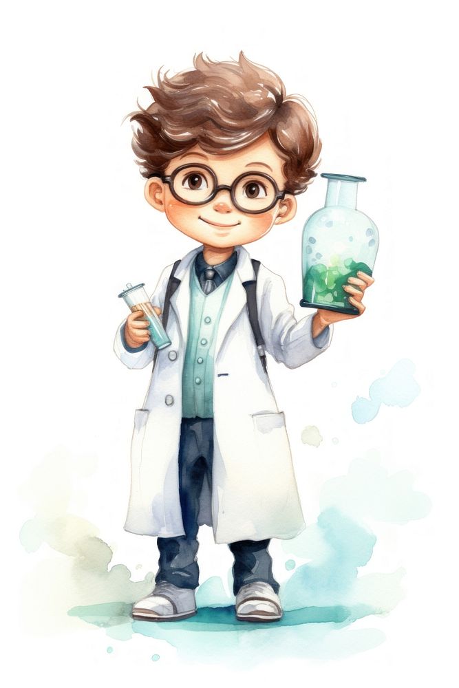 Cute scientist portrait cartoon white background. AI generated Image by rawpixel.