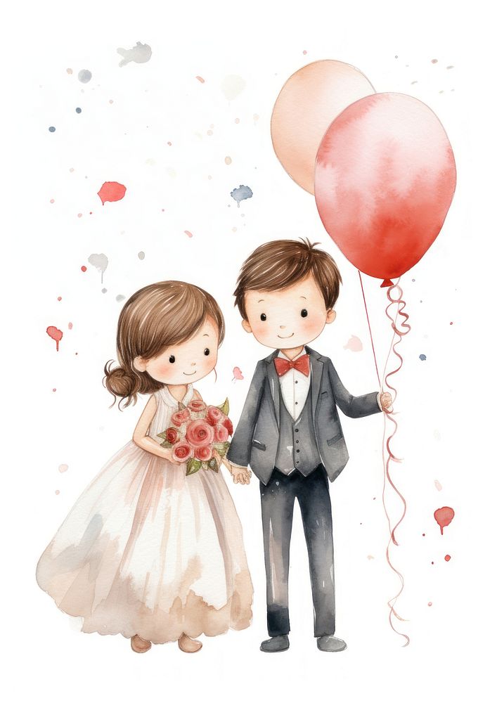 Kids wedding balloon cute togetherness. AI generated Image by rawpixel.