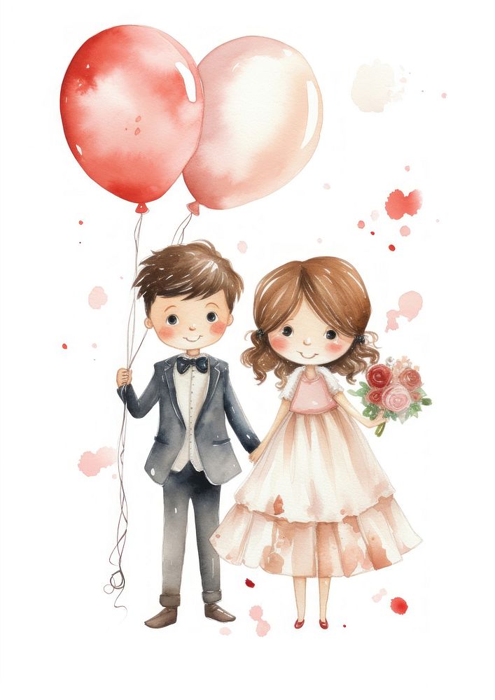 Balloon wedding cartoon cute. AI generated Image by rawpixel.
