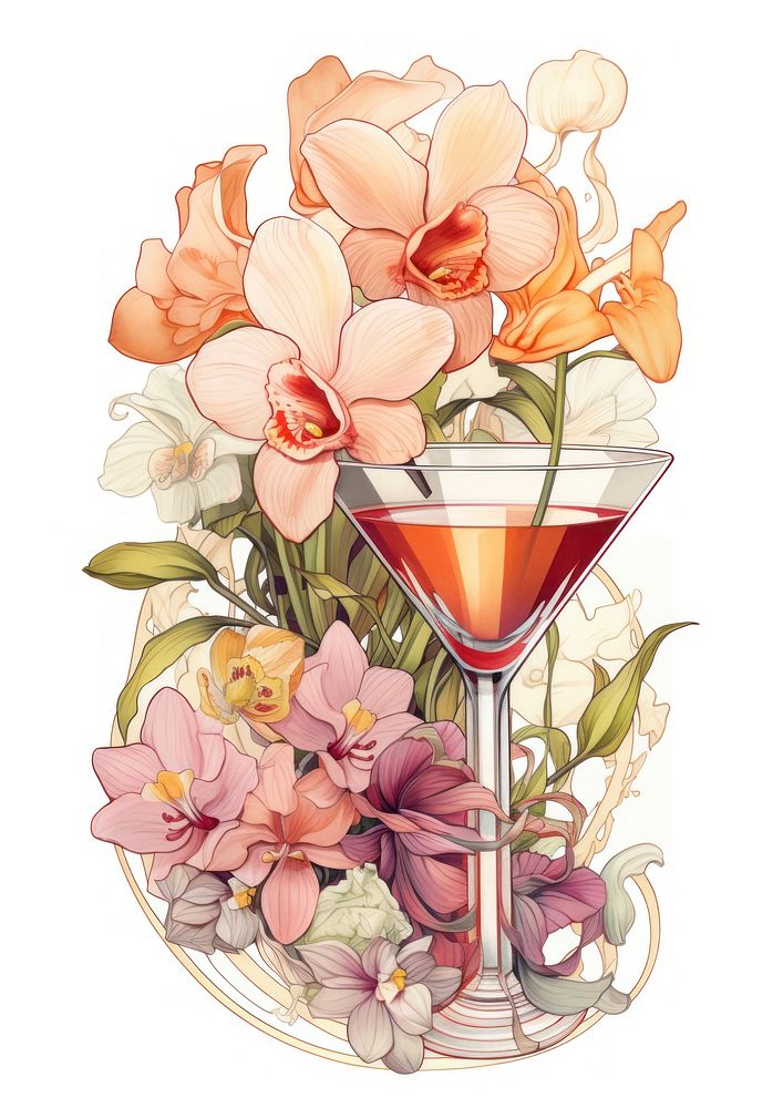 Cocktail flower glass drink. AI generated Image by rawpixel.