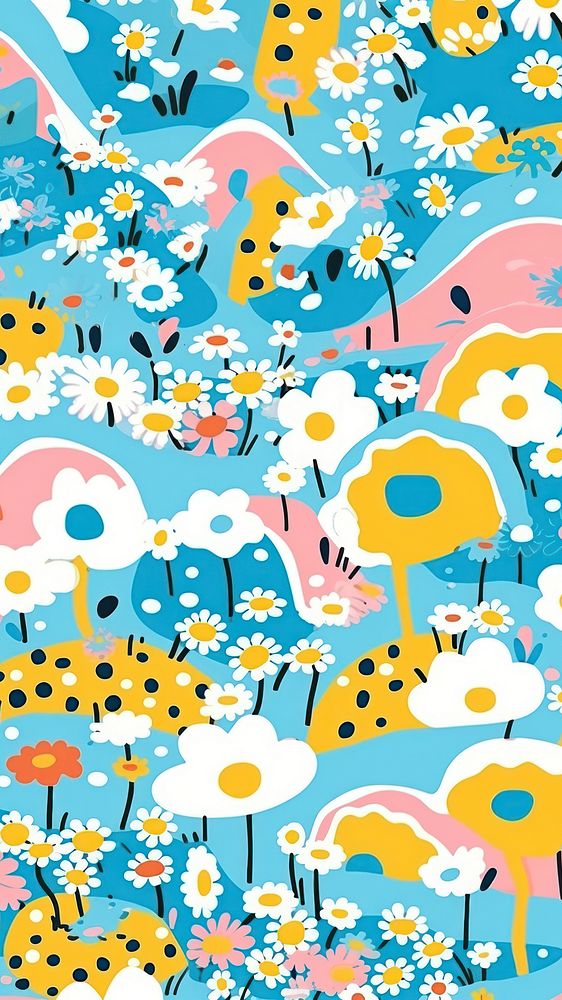 Vibrant Chamomile pattern abstract outdoors graphics. AI generated Image by rawpixel.