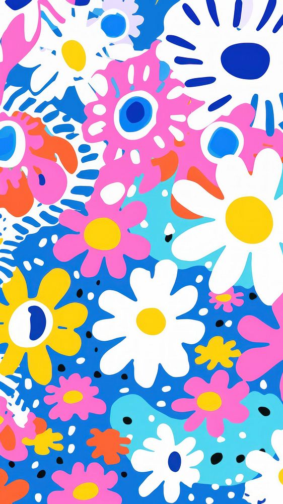 Vibrant daisy pattern abstract graphics flower. AI generated Image by rawpixel.