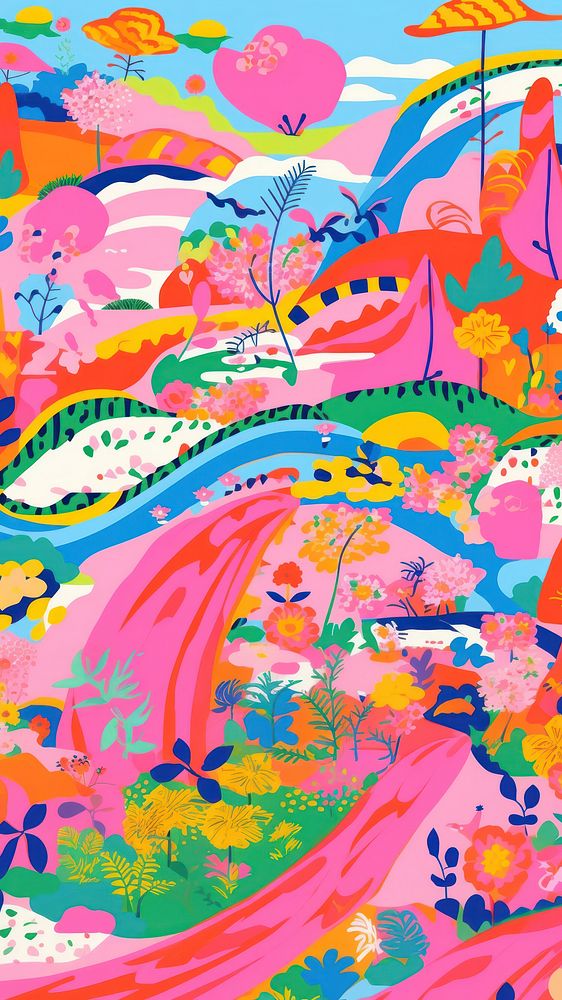 Vibrant floral pattern abstract painting graphics. AI generated Image by rawpixel.