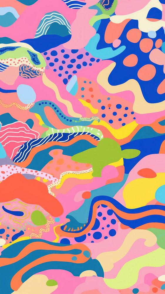 Vibrant popcon pattern abstract painting graphics. AI generated Image by rawpixel.