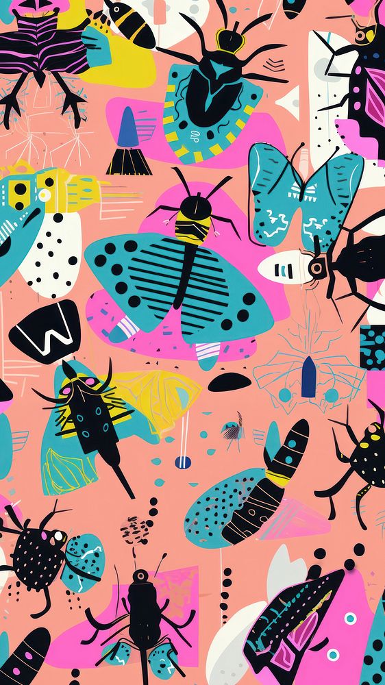 Vibrant insect pattern graphics animal art. AI generated Image by rawpixel.