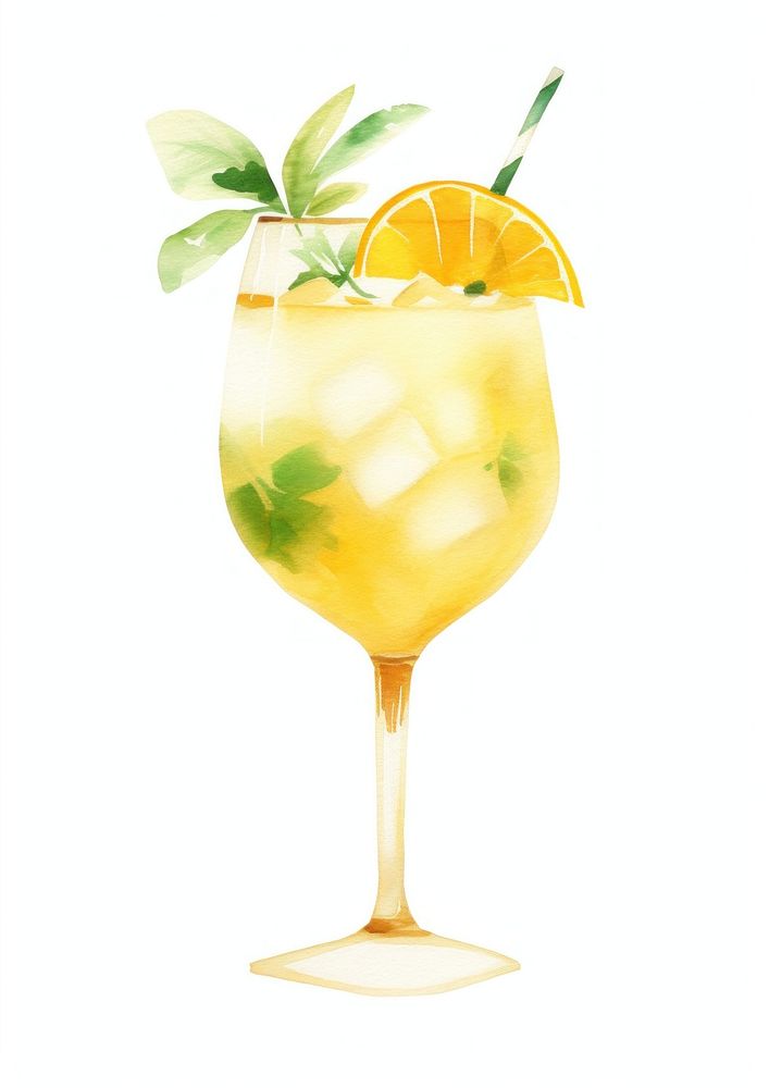 Minimal cute cocktail lemonade mojito drink. AI generated Image by rawpixel.
