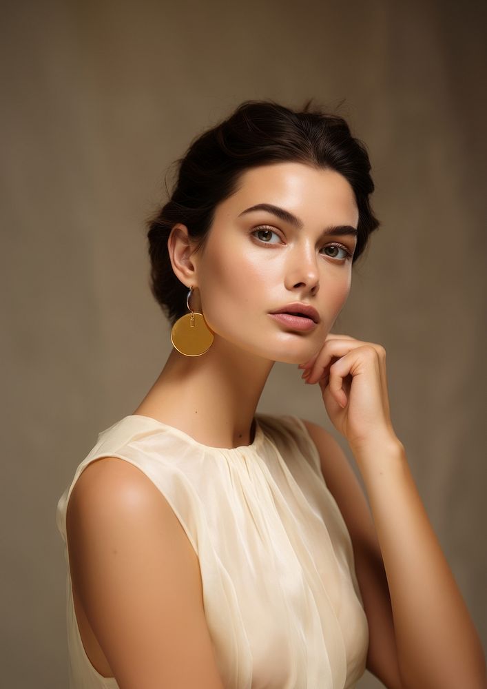 Model portrait earring fashion. 