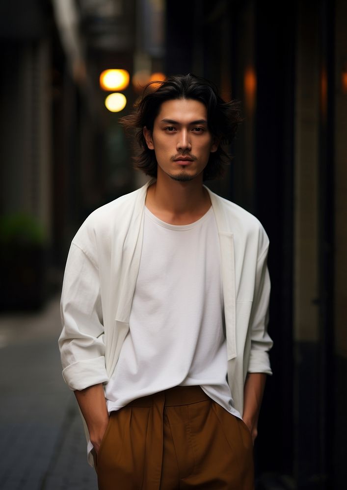 Japanese men fashion adult white. AI generated Image by rawpixel.