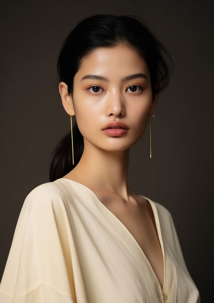 Japanese women portrait earring fashion. AI generated Image by rawpixel.