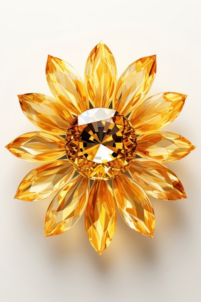 Sunflower shape gemstone jewelry brooch plant. AI generated Image by rawpixel.