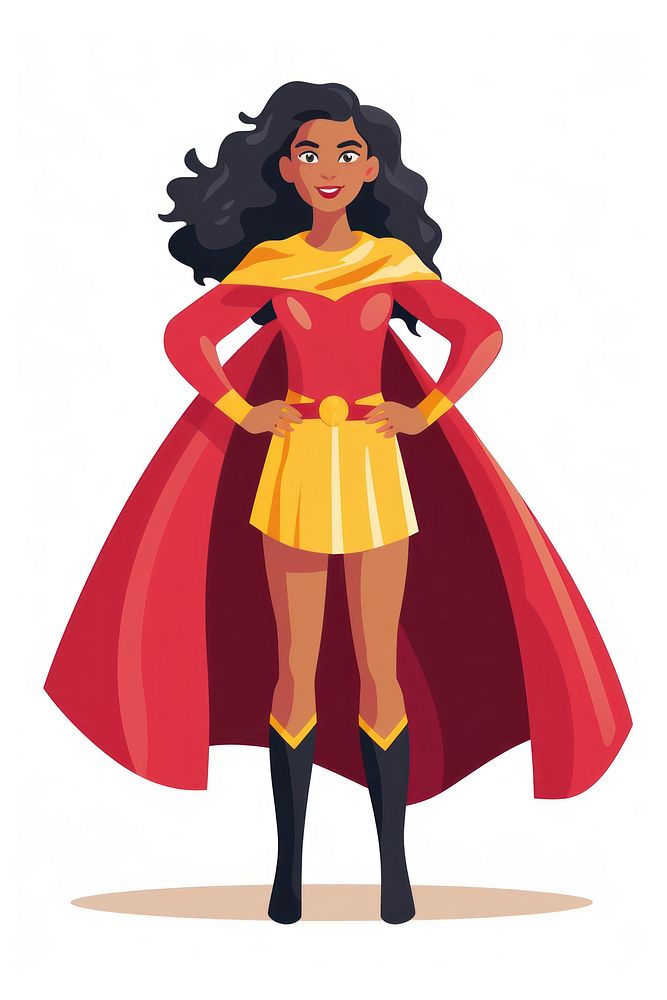 A female superhero standing adult white background. AI generated Image by rawpixel.