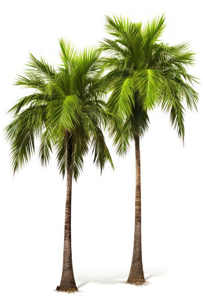 2 tropical palm trees tropics plant white background. AI generated Image by rawpixel.