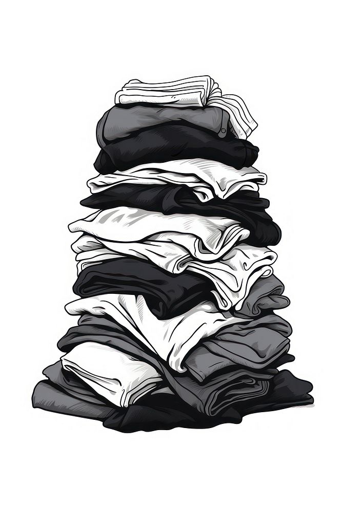 A pile of used clothes white black white background. AI generated Image by rawpixel.