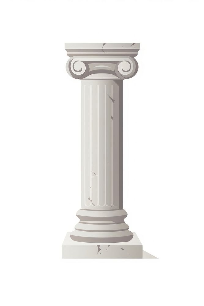 A small architectural antique stone pillar column with pedestal architecture white background creativity. 