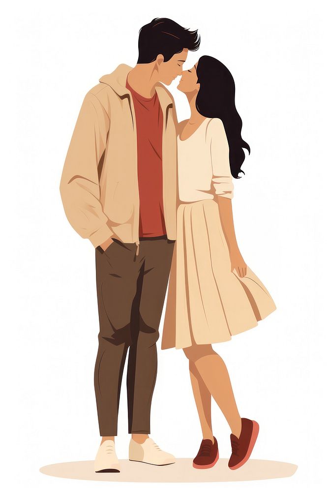 A young asian couple kissing each other standing adult love. AI generated Image by rawpixel.