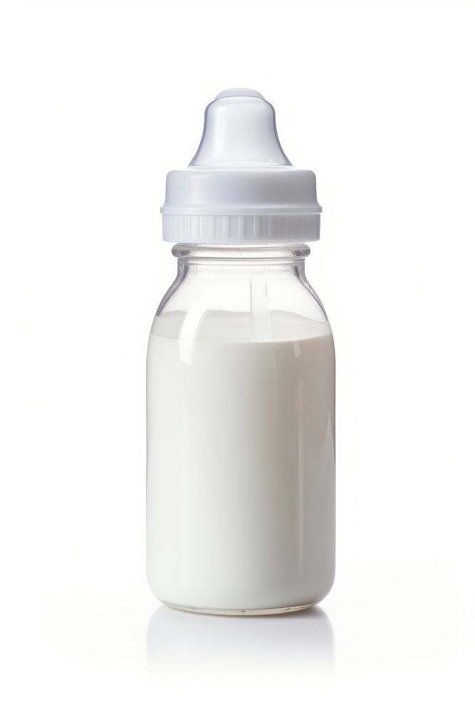 A Baby milk Bottle bottle white background refreshment. AI generated Image by rawpixel.