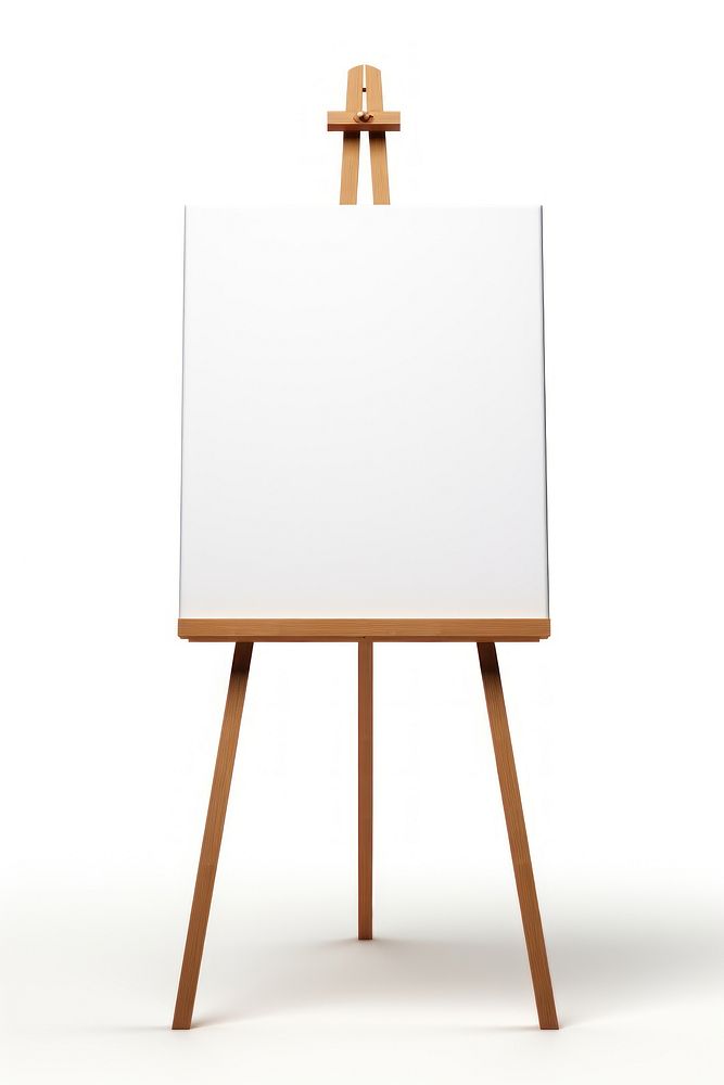 A Blank canvas on a brown wooden easel white white background creativity. AI generated Image by rawpixel.