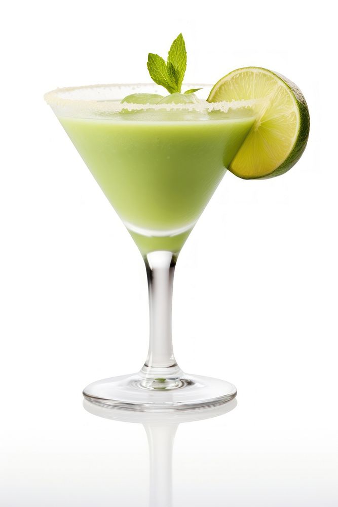 A Green Cocktail with Lime Garnish cocktail lime drink. AI generated Image by rawpixel.