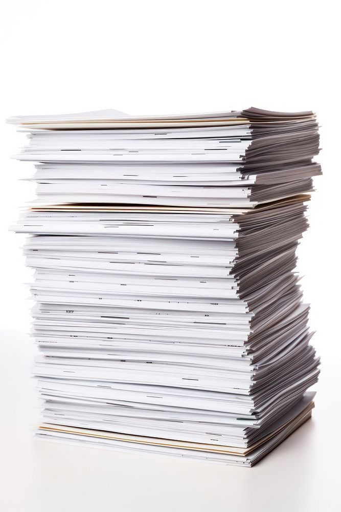 A Stack of business documents papers white page white background. AI generated Image by rawpixel.