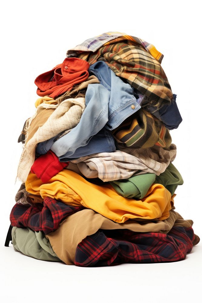 A pile of used clothes laundry white background variation. AI generated Image by rawpixel.