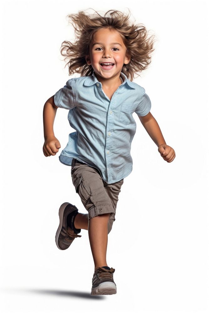A running kid footwear portrait shorts. AI generated Image by rawpixel.