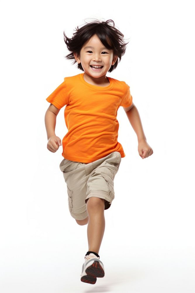 A running kid portrait footwear t-shirt. AI generated Image by rawpixel.
