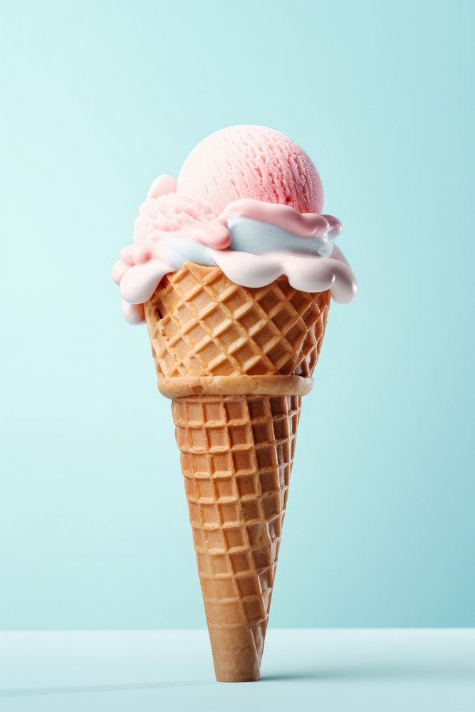 Am icecream on waffle cone dessert summer food. AI generated Image by rawpixel.