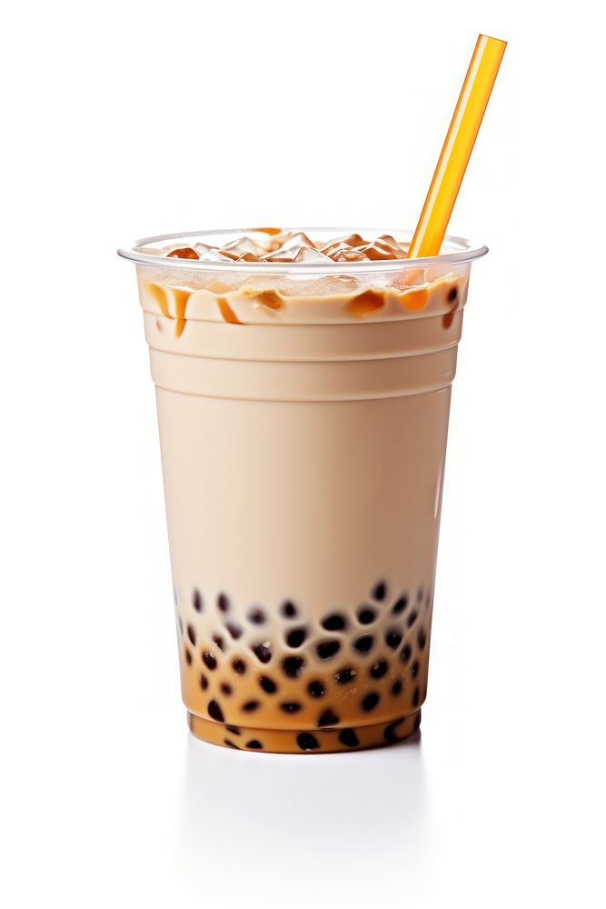 An iced bubble tea drink white background refreshment. AI generated Image by rawpixel.
