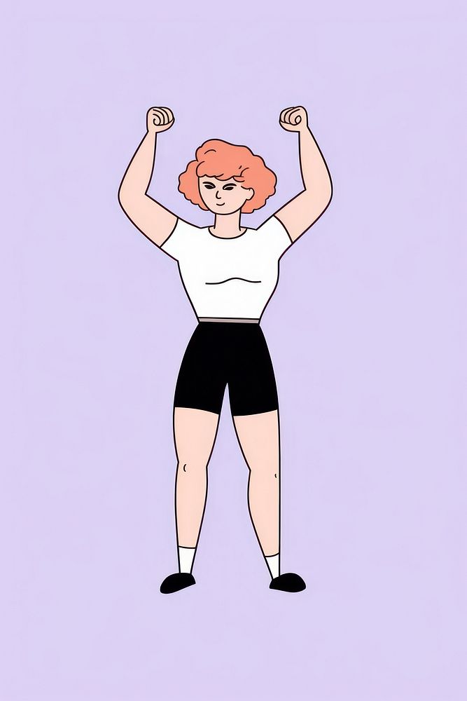 Woman flexing muscle cartoon flexing muscles weightlifting. AI generated Image by rawpixel.