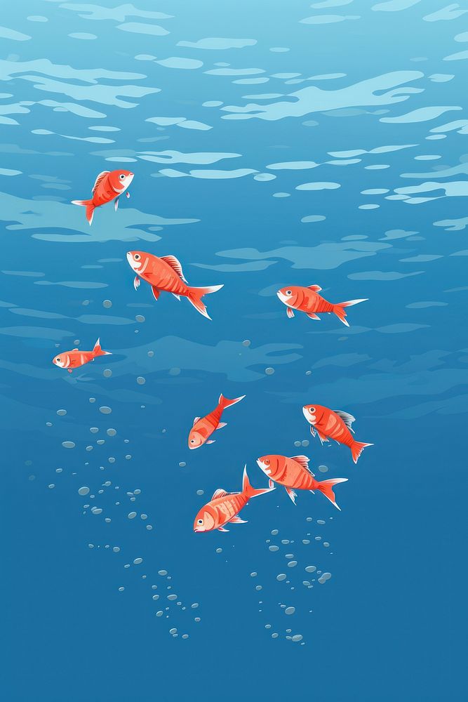 Beautiful group of fish in sea goldfish animal transparent. AI generated Image by rawpixel.