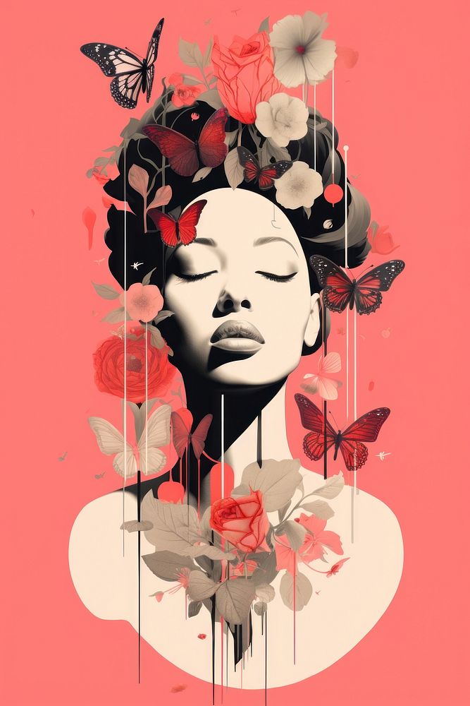 Girl power painting graphics flower. AI generated Image by rawpixel.