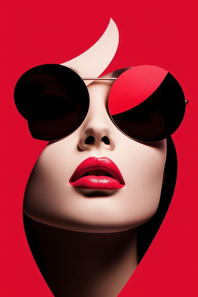 Girl power sunglasses lipstick portrait. 