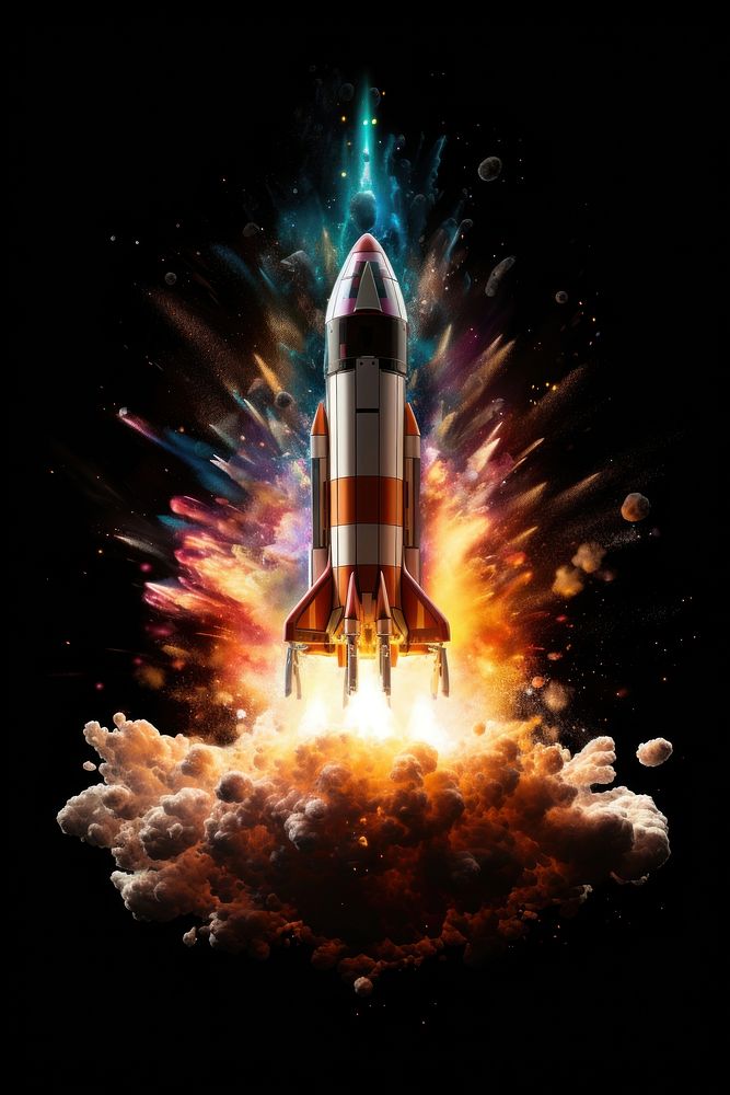 Spaceship exploding vehicle rocket. AI generated Image by rawpixel.