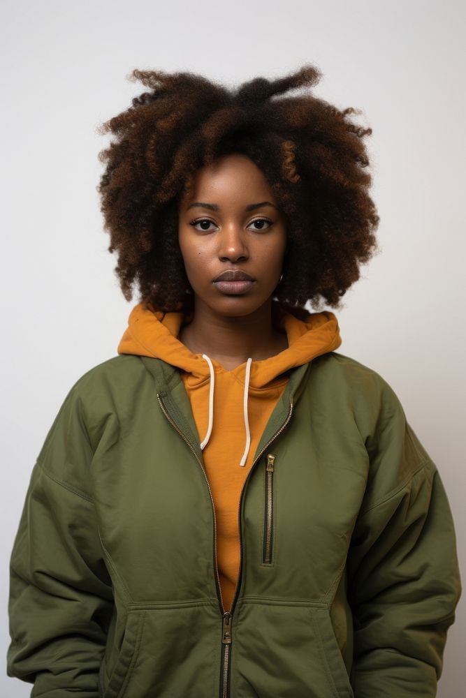 Black woman sweatshirt portrait jacket. AI generated Image by rawpixel.