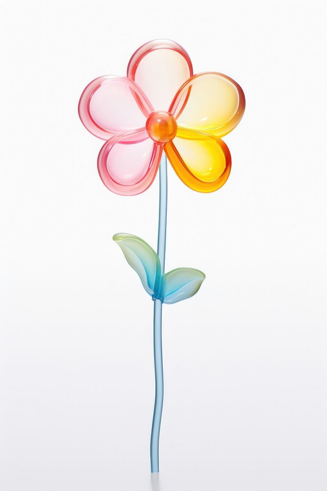 Colorful flower with stem sweets plant white background. AI generated Image by rawpixel.