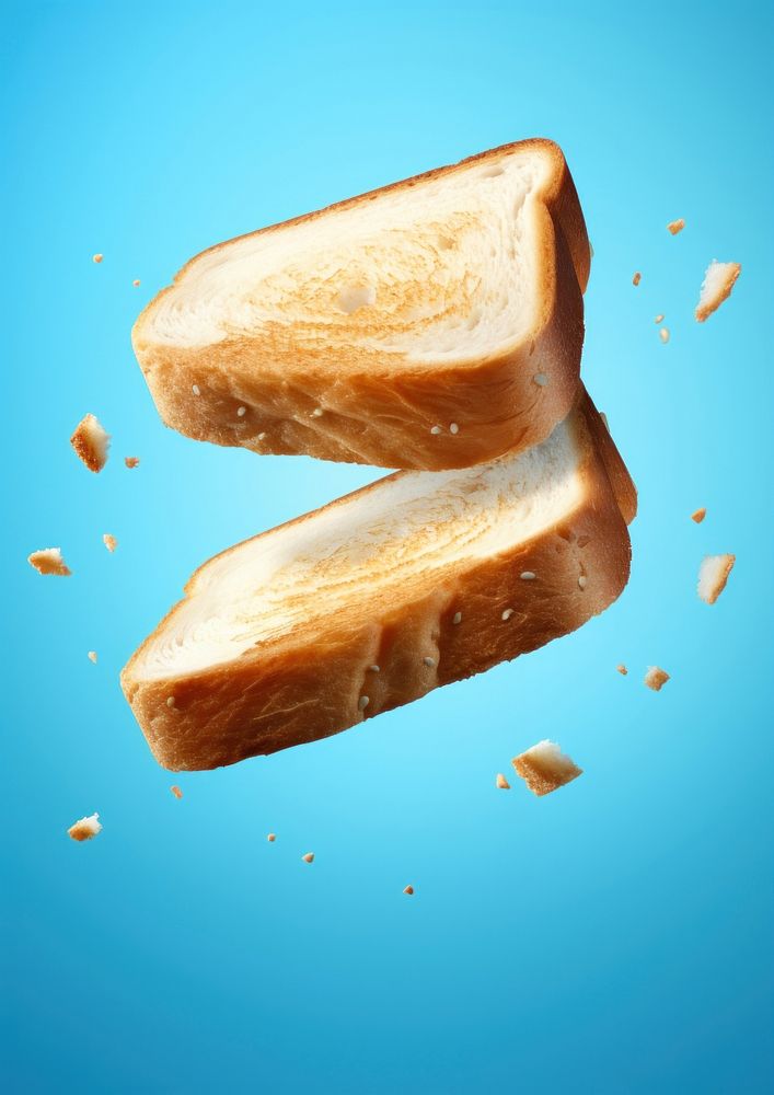 Toast sandwich cut in two bread food blue. AI generated Image by rawpixel.