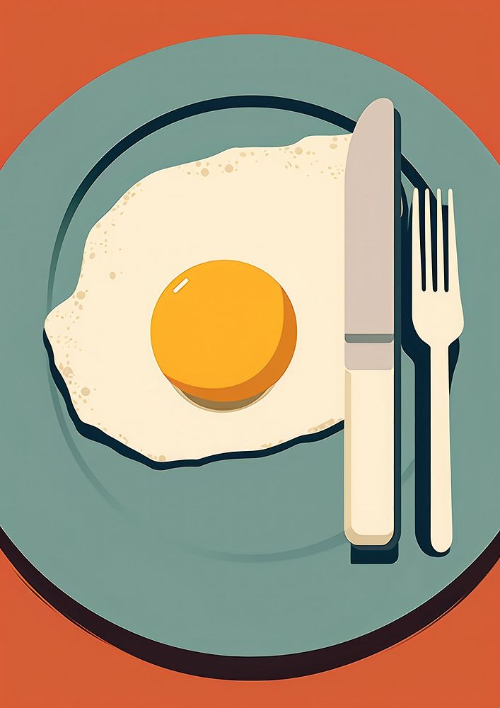 Vintage Breakfast Art Poster breakfast fork meal. AI generated Image by rawpixel.