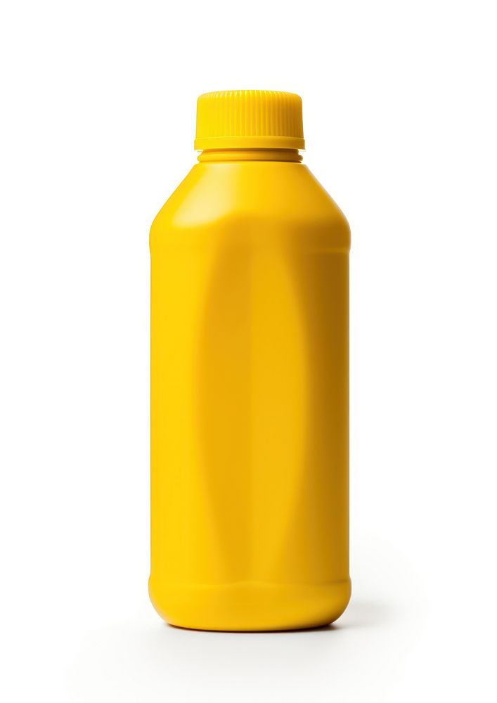 Matte plastic green bottle softener with yellow cap white background refreshment container. AI generated Image by rawpixel.