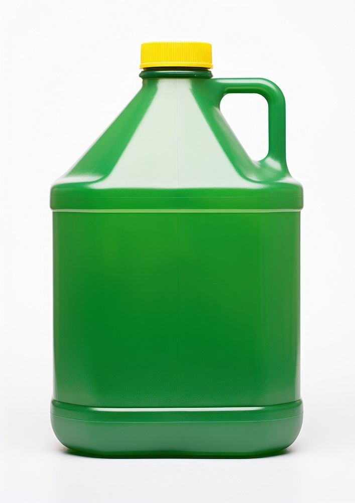 Plastic green gallon jug with yellow cap bottle white background container. AI generated Image by rawpixel.