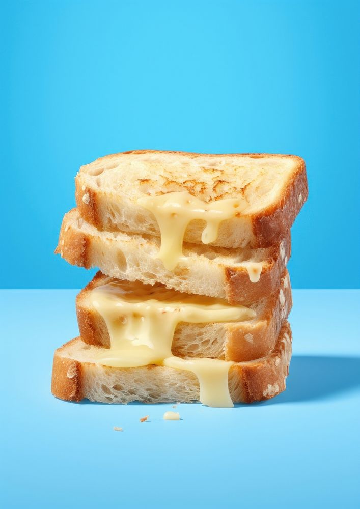 Cheese toast sandwich bread food blue. AI generated Image by rawpixel.