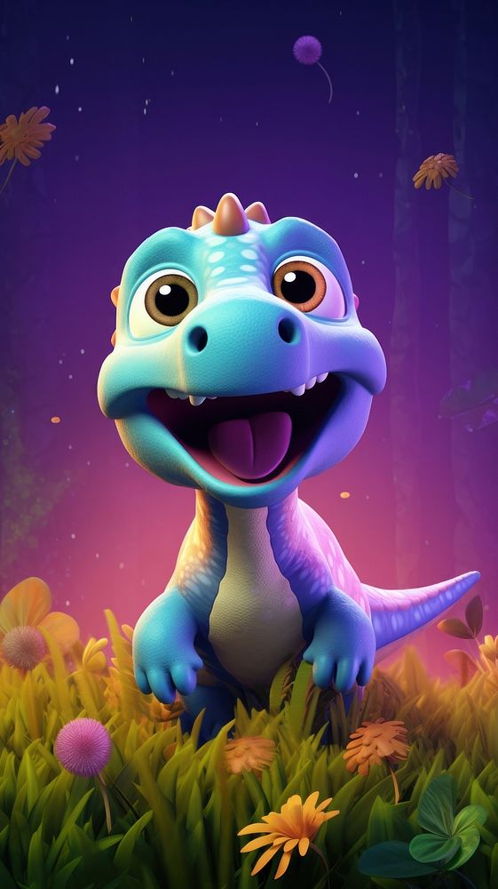 Dinosaur cartoon fantasy purple. AI generated Image by rawpixel.